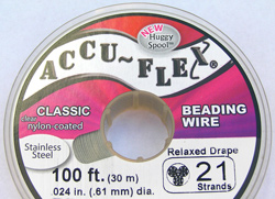  30.5 meter (100 feet) reel - accuflex - 21 strand *clear coated* nylon coated stainless steel stringing/beading wire, 0.61mm total outside diameter 