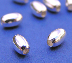  <9.75g/100> sterling silver 4.75mm x 3.25mm oval bead, 1.3mm hole 