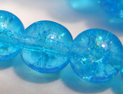  --CLEARANCE--  crackle glass vivid blue 8mm round bead (25ps) 