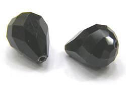  quality jet black 10.5mm x 7.5mm faceted drop glass bead 