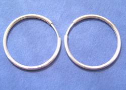  pairs of sterling silver, stamped 925, 16mm x 1.25mm round hoops 