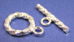  sterling silver 9mm diameter twisted ring with 15mm twisted bar toggle clasp 