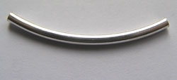  sterling silver 25mm x 2mm, curved tube bead, 1.7mm hole 