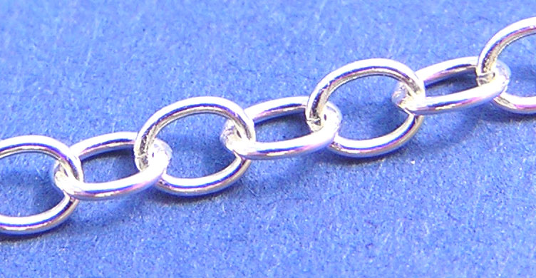  cm's - SOLD IN METRIC LENGTHS -  sterling silver oval link (3.2mm x 2.4mm) belcher chain 