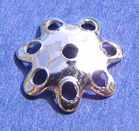  sterling silver 7mm x 1.5mm 7-petal beadcap - fits beads 10mm+ 
