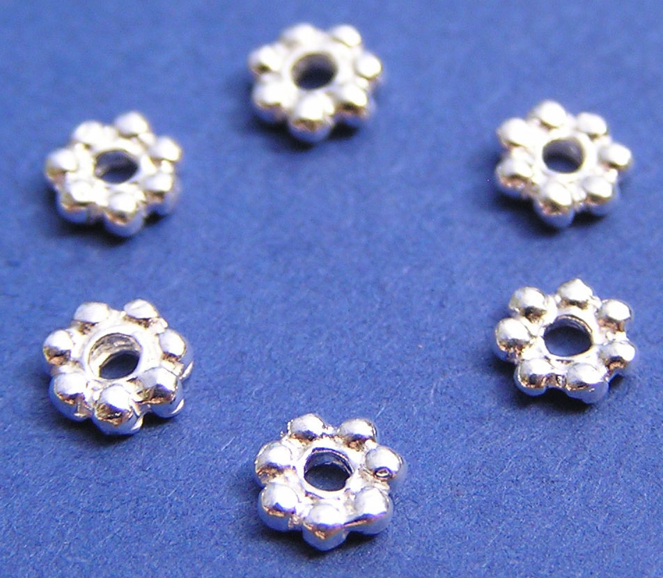  bright sterling silver 4mm daisy spacer 