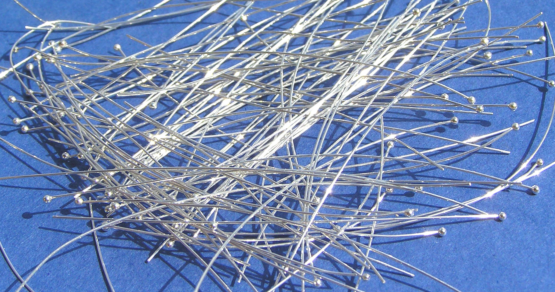  sterling silver, soft, 27 gauge (approx 0.35mm thick) ball-ended 50mm headpin 