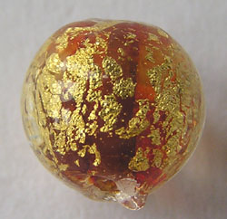  venetian murano ruby glass over 24k gold 8mm round bead *** QUANTITY IN STOCK =28 *** 