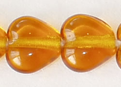  czech 6mm x 6mm x 3.5mm topaz glass heart bead 