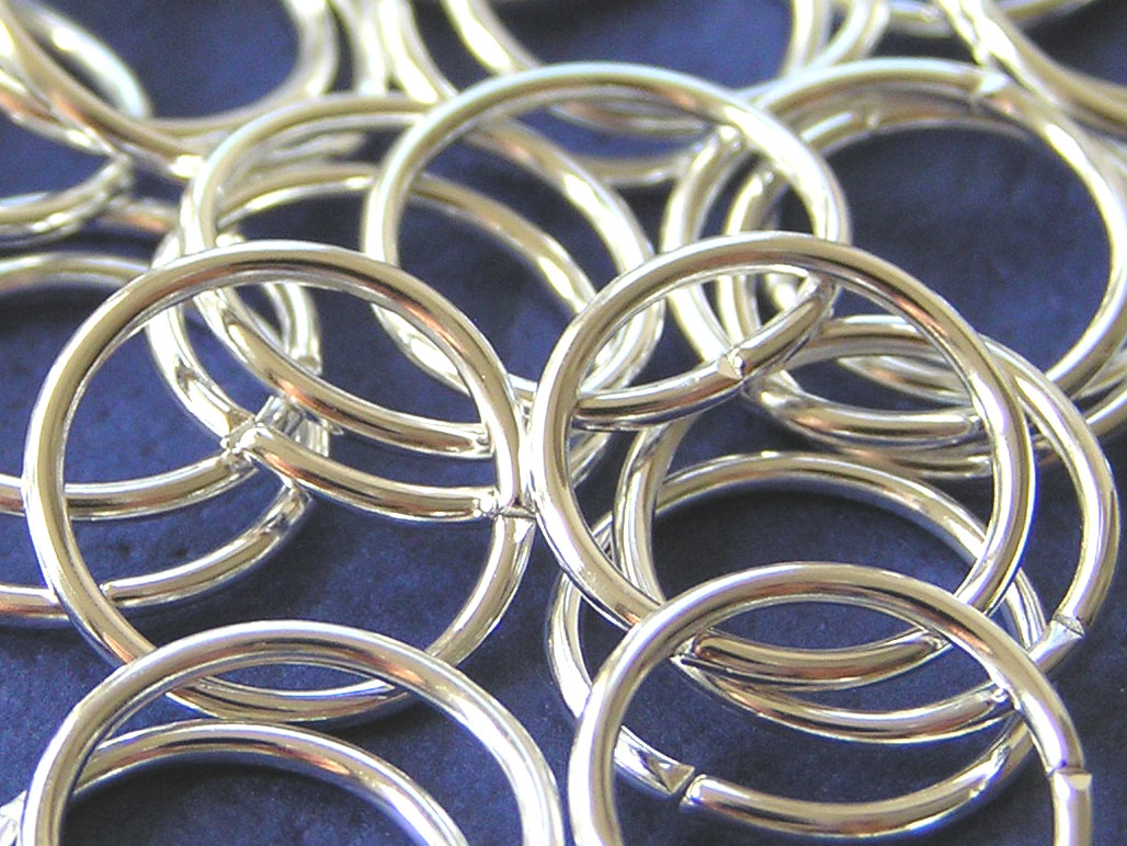  silver plated, 18 gauge, 12mm open jump ring (pp50) 