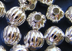  silver plated 6mm corrugated round bead 