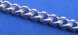  5 meter length silver plated heavyweight 3mm link curb chain 