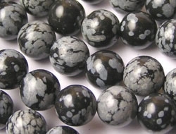 snowflake obsidian 12mm round bead