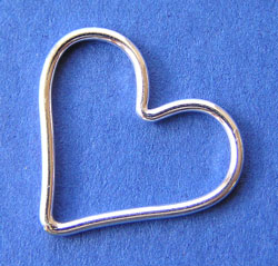  sterling silver 15mm x 13mm, 20 gauge (approx 1mm) heart shaped closed jump ring 