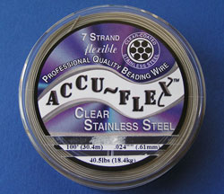  30.5 meter (100 feet) reel - accuflex - 7 strand *clear colour* nylon coated stainless steel stringing/beading wire, 0.61mm total outside diameter 