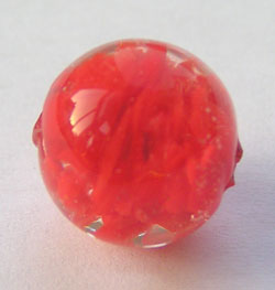  venetian murano red glass over white clouds 12mm round bead *** QUANTITY IN STOCK =26 *** 