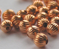  copper 3mm corrugated round beads (pp50) 
