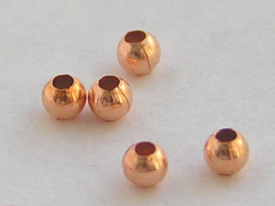  copper 2mm round beads, 1mm hole 