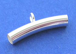  sterling silver slide bail, 15mm x 3mm tube with attached 3mm outside diameter open ring, very easy to attach charms / drops / etc 