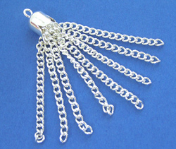  silver plated 47mm long by 6.5mm wide chain tassle 