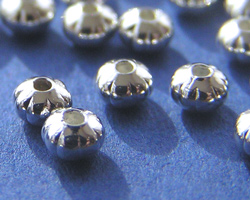  silver plated 3mm x 2mm corrugated rondelle bead (pp100) 