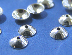  highly polished sterling silver 4.2mm x 2mm plain saucer beadcap, accepts a 0.64mm pin/wire 