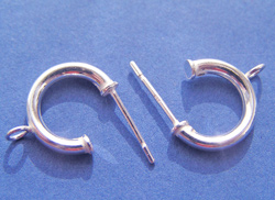  pair(s) of sterling silver, stamped 925 on post, 12mm diameter, 2.5mm thick, three-quarter hoops, attached closed drop has 1.5mm internal diameter, butterflies now included 