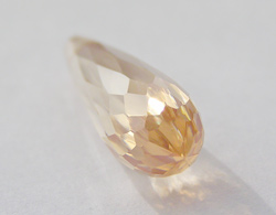  champagne cubic zirconia 21mm x 7mm half drilled faceted drop bead 