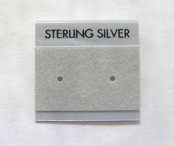  re-usable small grey earring display tab - plastic with hooked back - 25mm square 