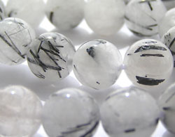  tourmalinated quartz 10mm round bead 