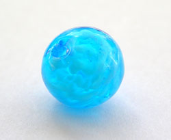  venetian murano vivid blue glass over white clouds 12mm round bead *** QUANTITY IN STOCK =40 *** 