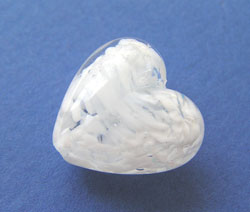 venetian murano clear glass over white clouds 19mm x 18mm x 10mm heart bead *** QUANTITY IN STOCK = 16 *** 