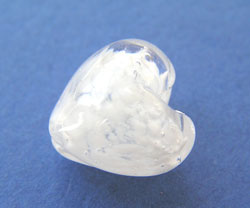  venetian murano clear glass over white clouds 13mm x 12mm x 9mm heart bead *** QUANTITY IN STOCK =24 *** 