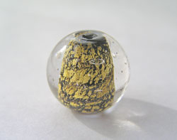  --CLEARANCE--  czech siam obsidian with gold foil 13mm round glass bead 