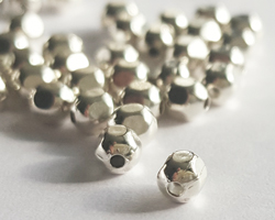  sterling silver faceted 3mm hollow round bead 