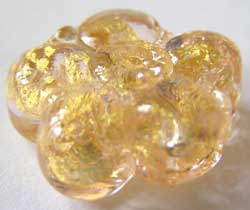  venetian murano peach glass over 24k gold foil 15mm flower bead  *** QUANTITY IN STOCK =5 *** 