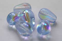  czech light sapphire AB 9mm x 6mm drop glass bead (25ps) 