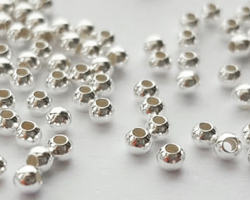  <2.45g/100> sterling silver 2mm round bead, 0.9mm hole 