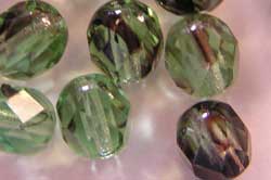  czech hurricane glass aqua 6mm faceted oval bead (25ps) 