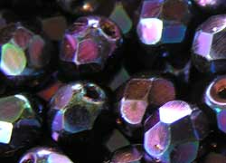  czech metallic iris blue 6mm faceted round glass bead (25ps) 