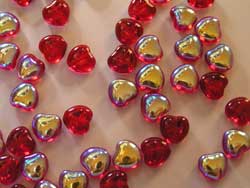  czech siam ruby ab 8mm heart glass bead 