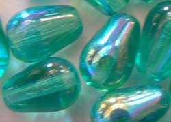  czech teal ab 9mm x 6mm drop glass bead (25ps) 