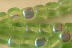  czech peridot ab 3mm glass cube bead (pp100) 