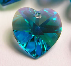  swarovski 6228 10mm blue zircon AB heart pendant 