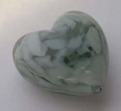  venetian murano slate glass over white clouds 19mm x 18mm x 10mm heart bead *** QUANTITY IN STOCK =19 *** 