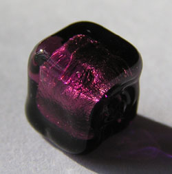  venetian murano amethyst glass over sterling silver foil 8mm cube bead  *** QUANTITY IN STOCK =21 *** 