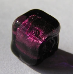  venetian murano amethyst glass over sterling silver foil 6mm cube bead *** QUANTITY IN STOCK =21 *** 
