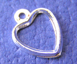  silver plated 9mm x 7mm open heart charm 
