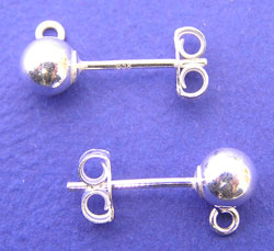  pairs sterling silver full-ball studs, stamped 925 on 15mm post, 5mm diameter balls & stamped 925 butterflies 