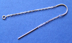  pair sterling silver, stamped 925 ear wire chains with shaped ear piece - 40mm drop 